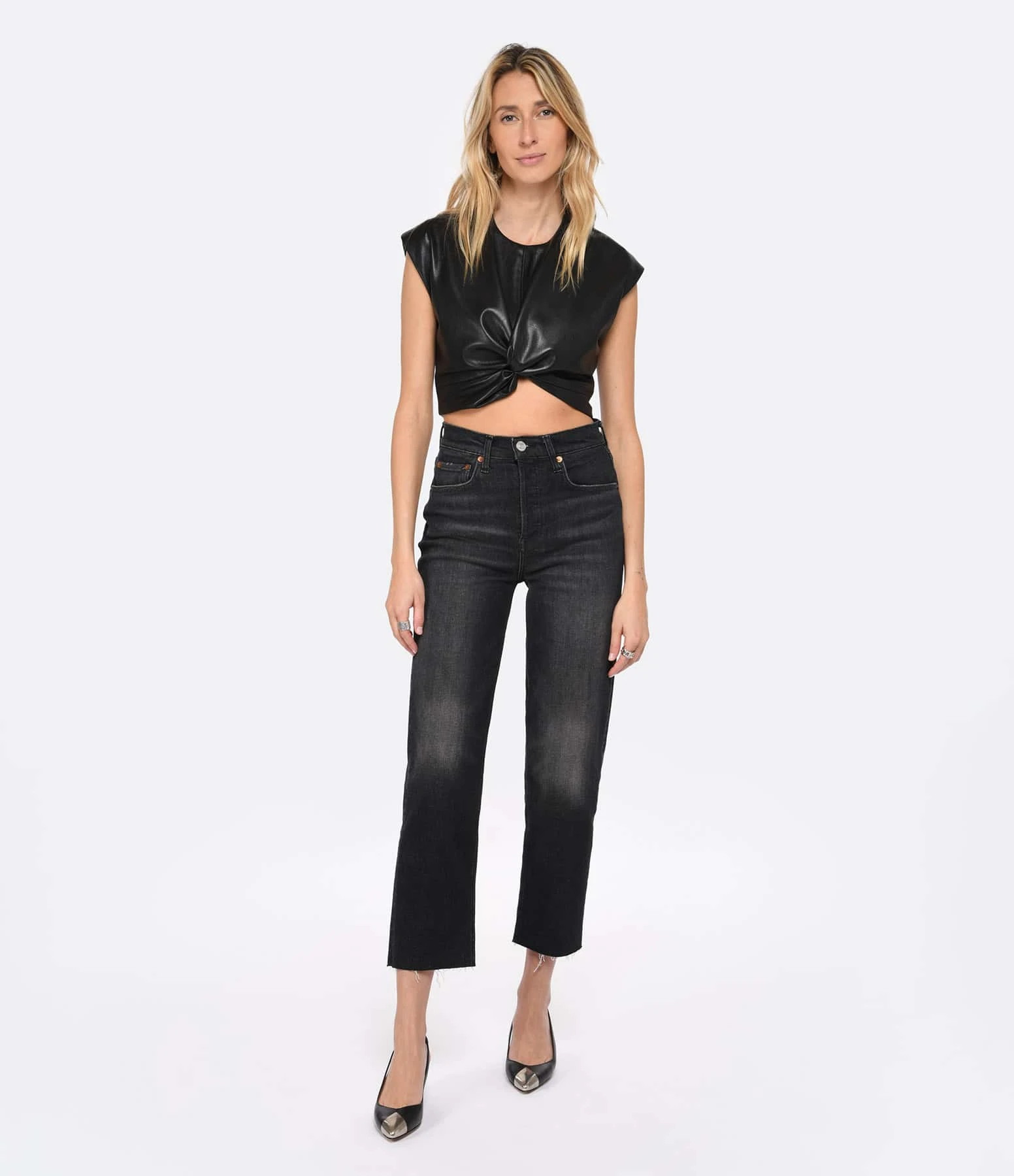 MSGM Top Noir Simili Cuir 7 MSGM Top Noir Simili Cuir – Image 5