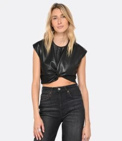 MSGM Top Noir Simili Cuir 9 MSGM Top Noir Simili Cuir -ANINE BING Boutique msgm3 look20230111 332