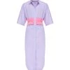 MSGM Robe Coton Bleu Rayures