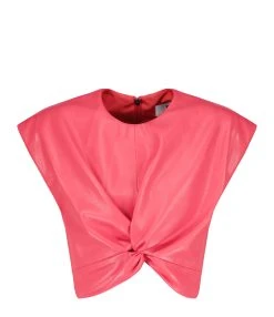 MSGM Top Rose Vif Simili Cuir
