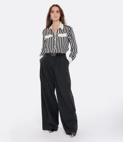 NILI LOTAN Pantalon Dillon Coton Charbon -ANINE BING Boutique nilil look20221222 116