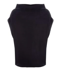 Norma Kamali Top Noir Manches Chauves Souris