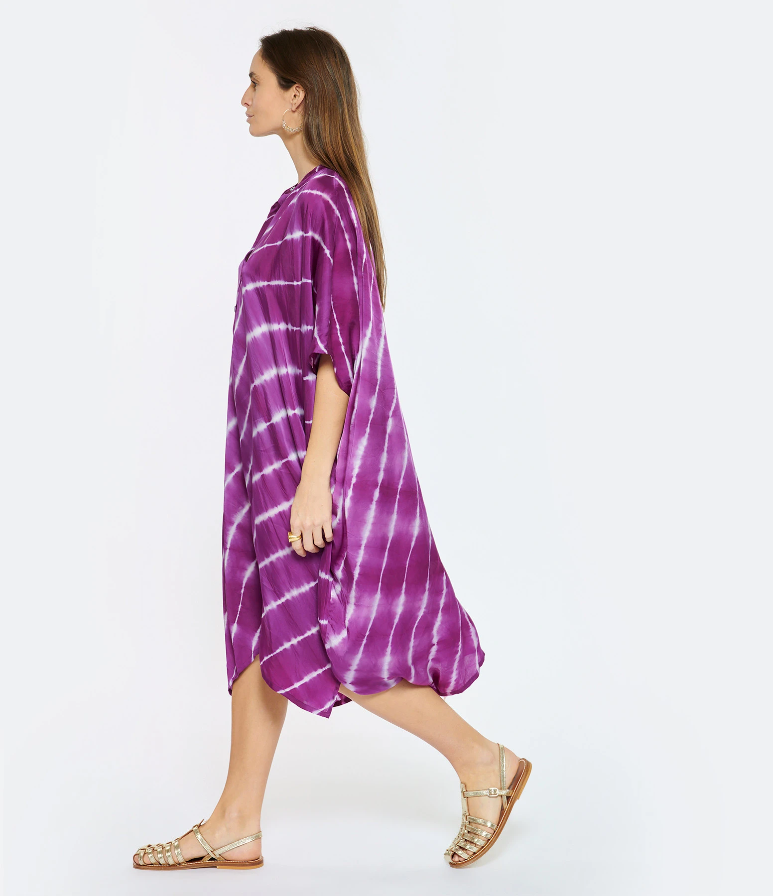 NOUS Robe Kaftan Sam Rayures Violet 6 NOUS Robe Kaftan Sam Rayures Violet – Image 4