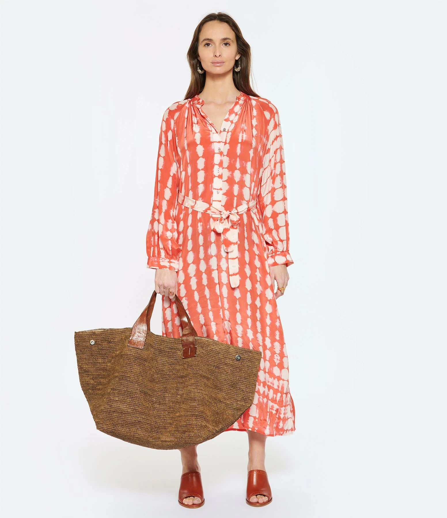 NOUS Robe Nicole Diamonds Soie Papaye 5 NOUS Robe Nicole Diamonds Soie Papaye – Image 3