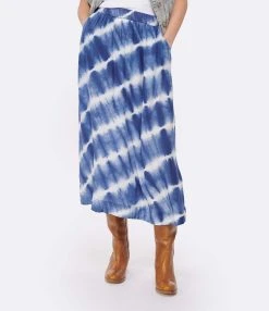 NOUS Jupe Alice Soie Rayures Bleu Marine -ANINE BING Boutique nouss look20230125 510