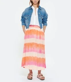 NOUS Jupe Alice Soie Rayures Papaye -ANINE BING Boutique nouss look20230228 196