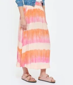 NOUS Jupe Alice Soie Rayures Papaye -ANINE BING Boutique nouss look20230228 198