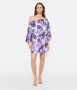 OUD Robe Leonard Motifs Violet Blanc -ANINE BING Boutique oudle look20230118 131