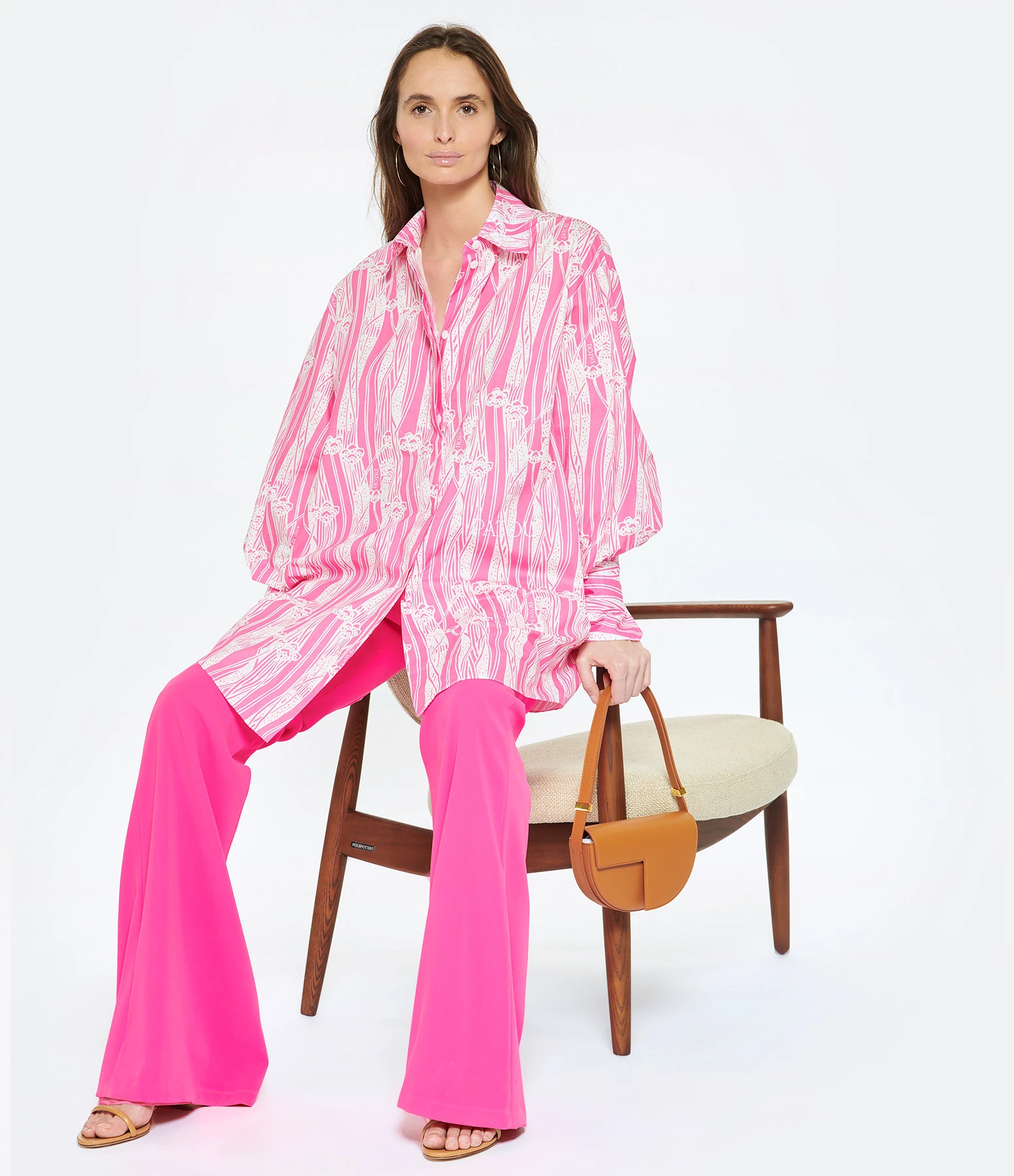 PATOU Robe Chemise Courte Coton Rose Art Déco 9 PATOU Robe Chemise Courte Coton Rose Art Déco – Image 7