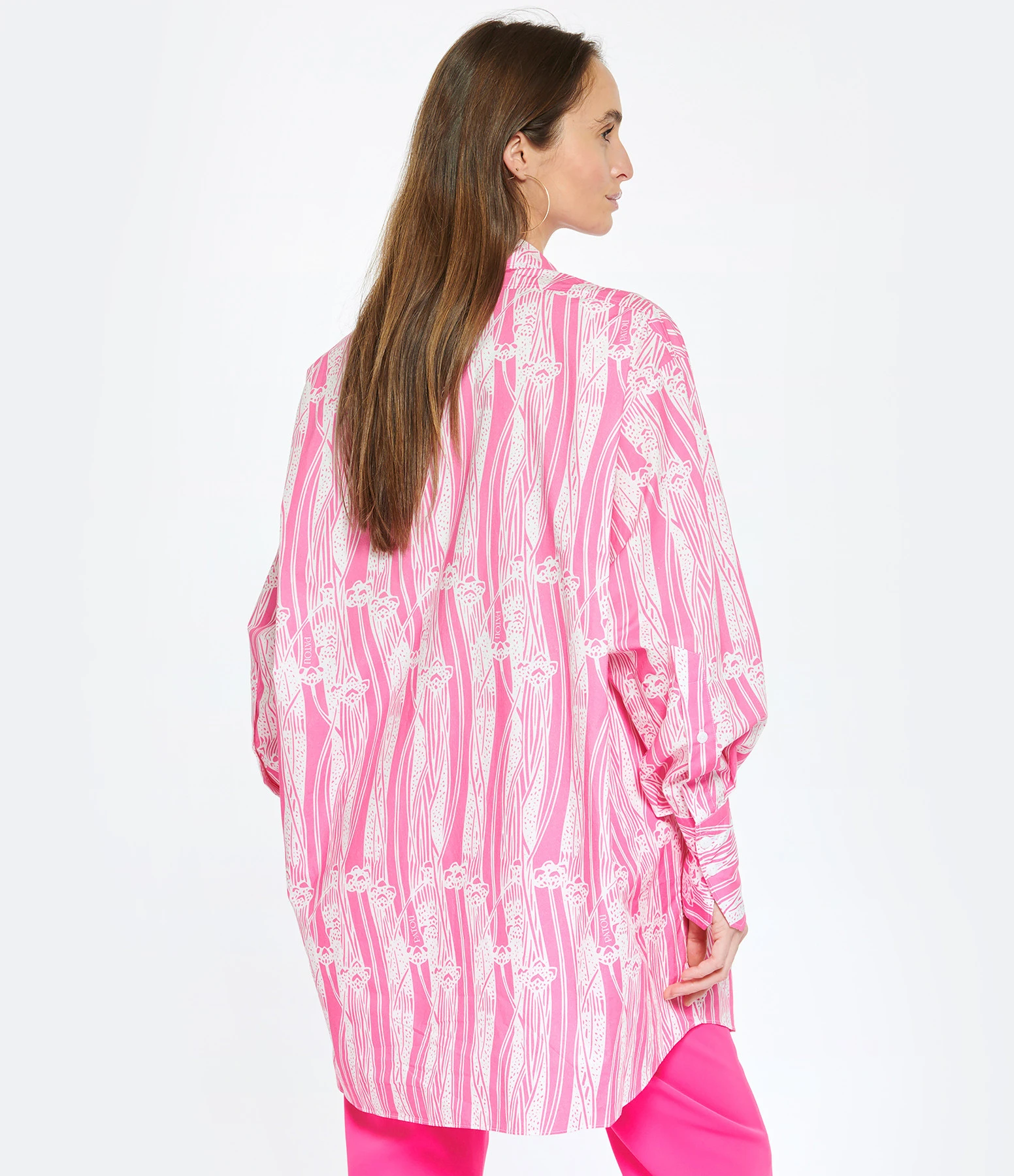 PATOU Robe Chemise Courte Coton Rose Art Déco 8 PATOU Robe Chemise Courte Coton Rose Art Déco – Image 6