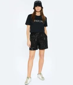 Tee-shirt Essential Patou Coton Noir -ANINE BING Boutique patou look20230124 452