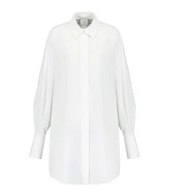 PATOU Robe Chemise Courte Coton Blanc Perle