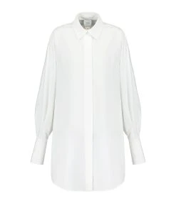PATOU Robe Chemise Courte Coton Blanc Perle