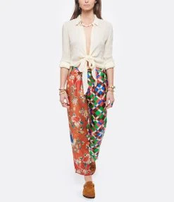 PIERRE-LOUIS MASCIA Pantalon Aloe Soie Imprimé Rouge Vert -ANINE BING Boutique plmas look20220329 33