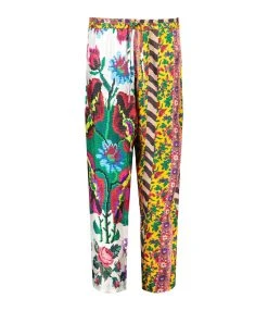 PIERRE-LOUIS MASCIA Pantalon Aloe Soie Imprimé Floral Multicolore