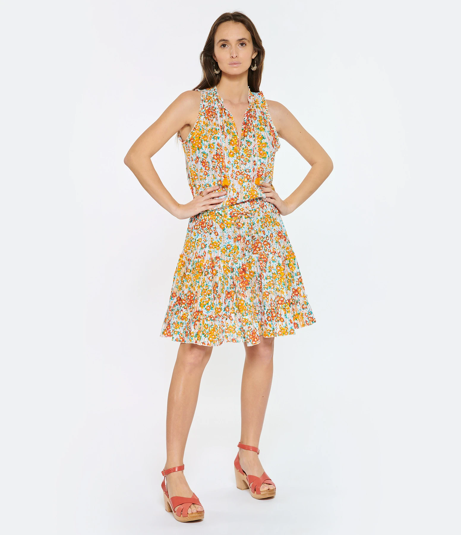 Poupette St Barth Robe Courte Clara Coton Brodé Orange 5 Poupette St Barth Robe Courte Clara Coton Brodé Orange – Image 3