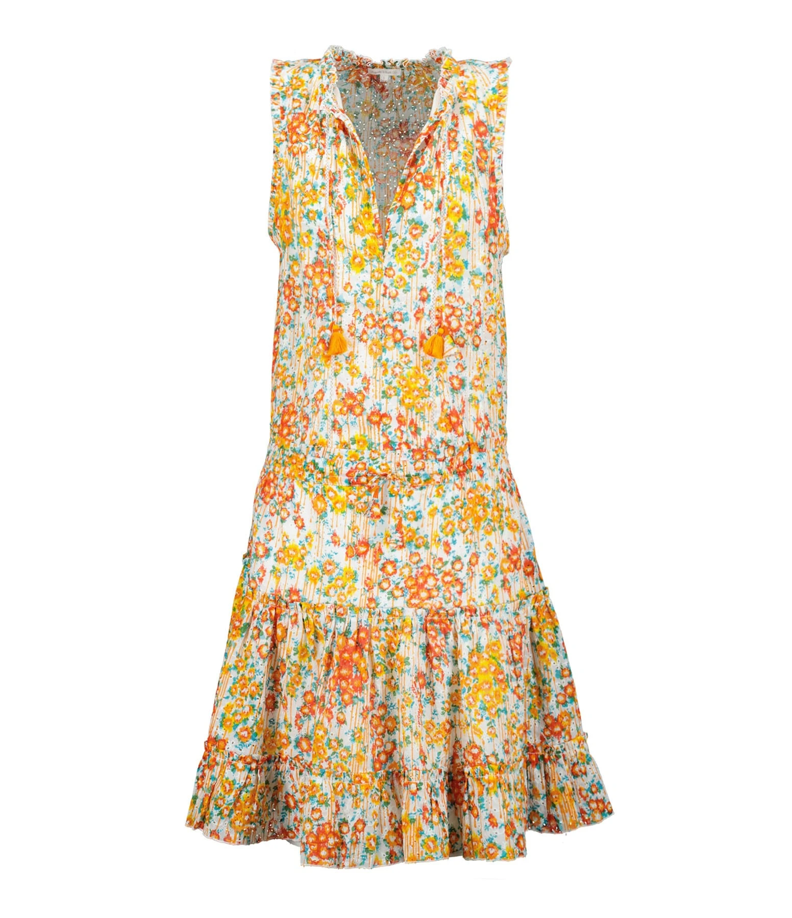 Poupette St Barth Robe Courte Clara Coton Brodé Orange 3 Poupette St Barth Robe Courte Clara Coton Brodé Orange