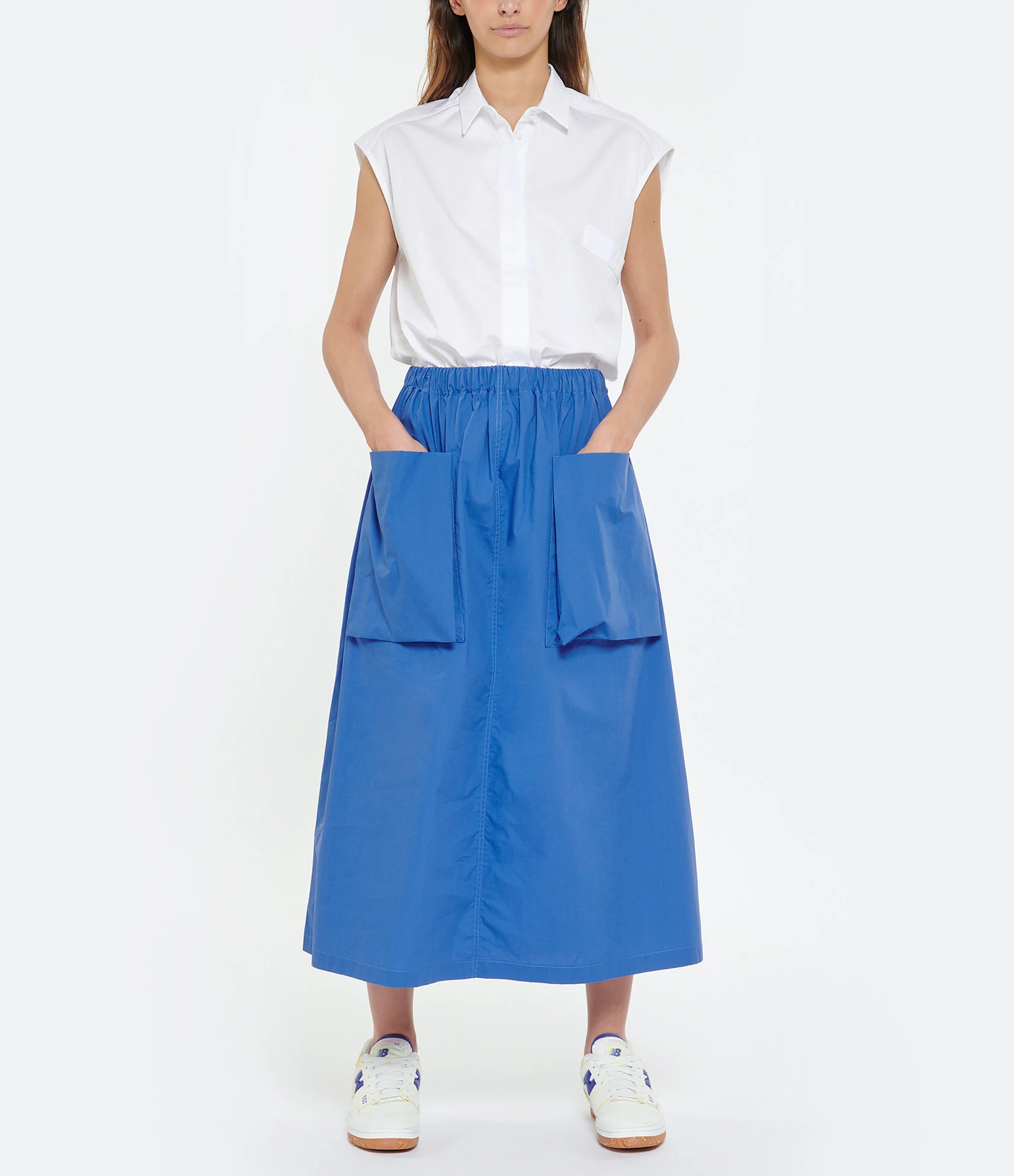 ROBERTO COLLINA Jupe Mi Longue Bleu Poches 5 ROBERTO COLLINA Jupe Mi Longue Bleu Poches – Image 3