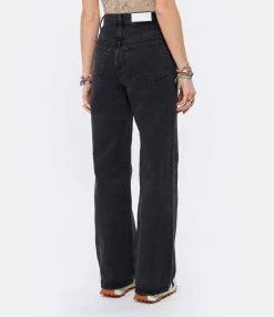 RE/DONE Jean 70s Ultra High Rise Wide Leg Denim Noir -ANINE BING Boutique redon look20220126 183