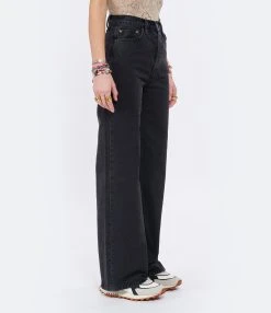 RE/DONE Jean 70s Ultra High Rise Wide Leg Denim Noir -ANINE BING Boutique redon look20220126 185