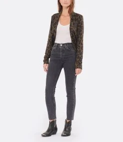 RE/DONE Jean 90s High Rise Ankle Crop Denim Noir -ANINE BING Boutique redon look20220907 364