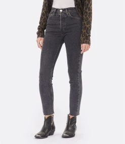 RE/DONE Jean 90s High Rise Ankle Crop Denim Noir -ANINE BING Boutique redon look20220907 365