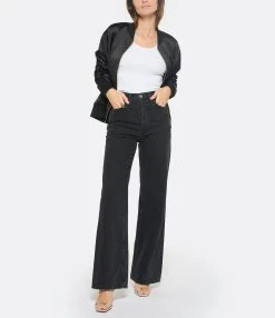 RE/DONE Jean 70s Ultra High Rise Wide Leg Denim Noir -ANINE BING Boutique redon look20221115 150