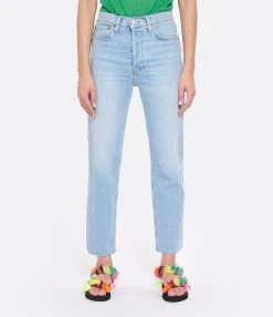 RE/DONE Jean 70S Stove Pipe Coton Bleu Echo 11 RE/DONE Jean 70S Stove Pipe Coton Bleu Echo -ANINE BING Boutique redon look20230203 446