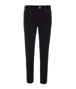 RE/DONE Jean Crop Taille Haute Noir