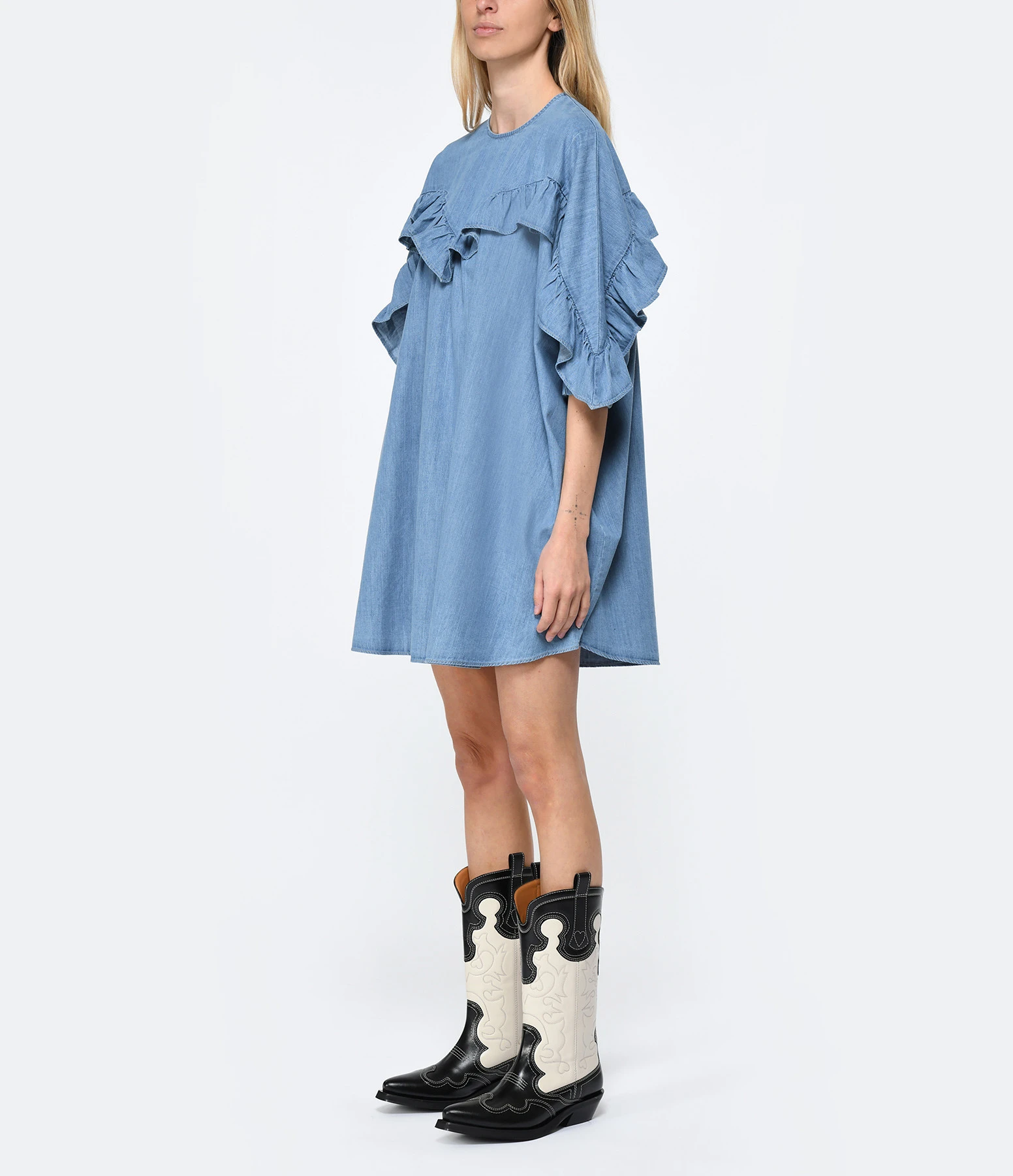 Roseanna Robe Coton Bleu 5 Roseanna Robe Coton Bleu – Image 3