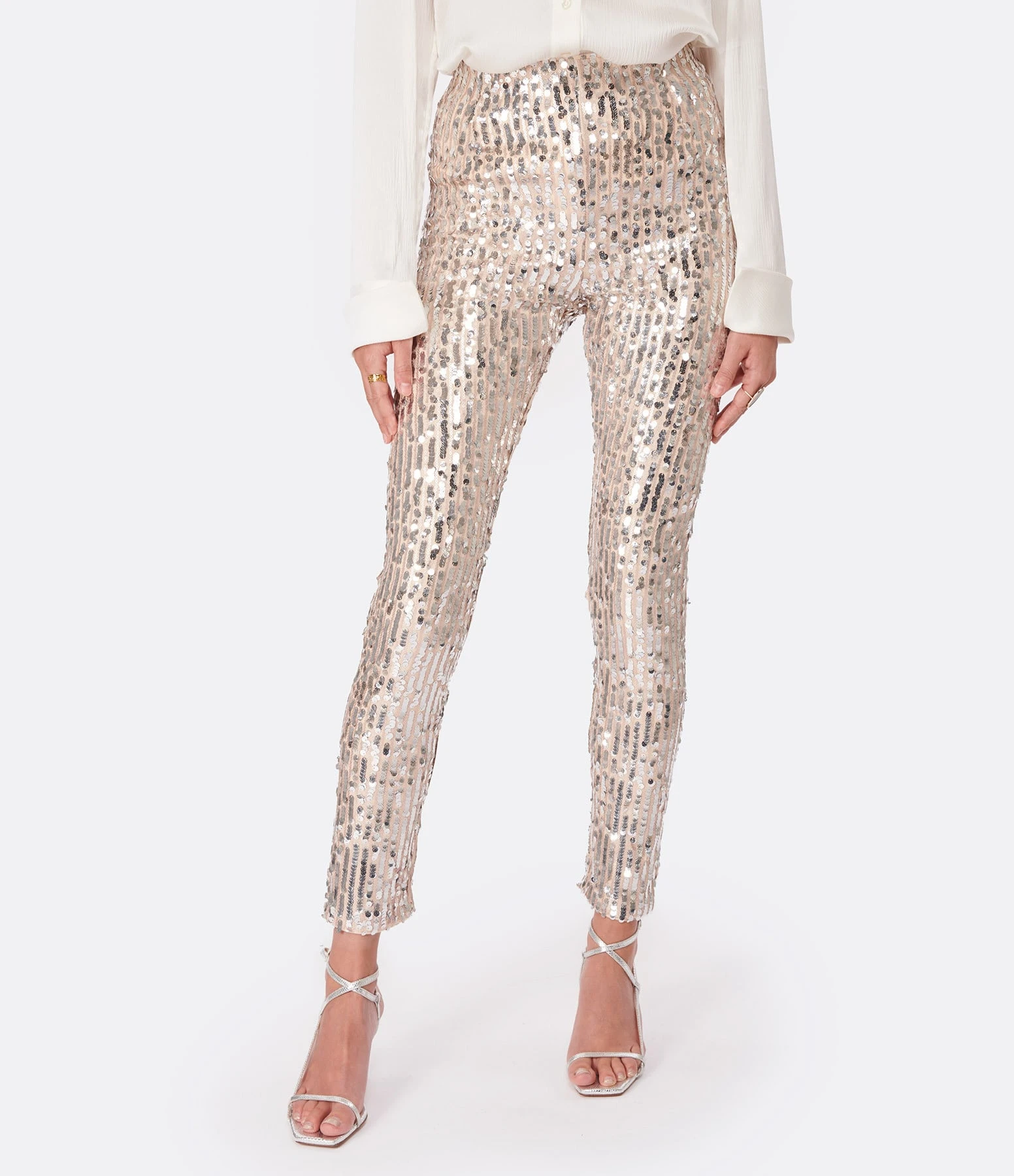 ROTATE Leggings Jean Sequin Argenté 7 ROTATE Leggings Jean Sequin Argenté – Image 5