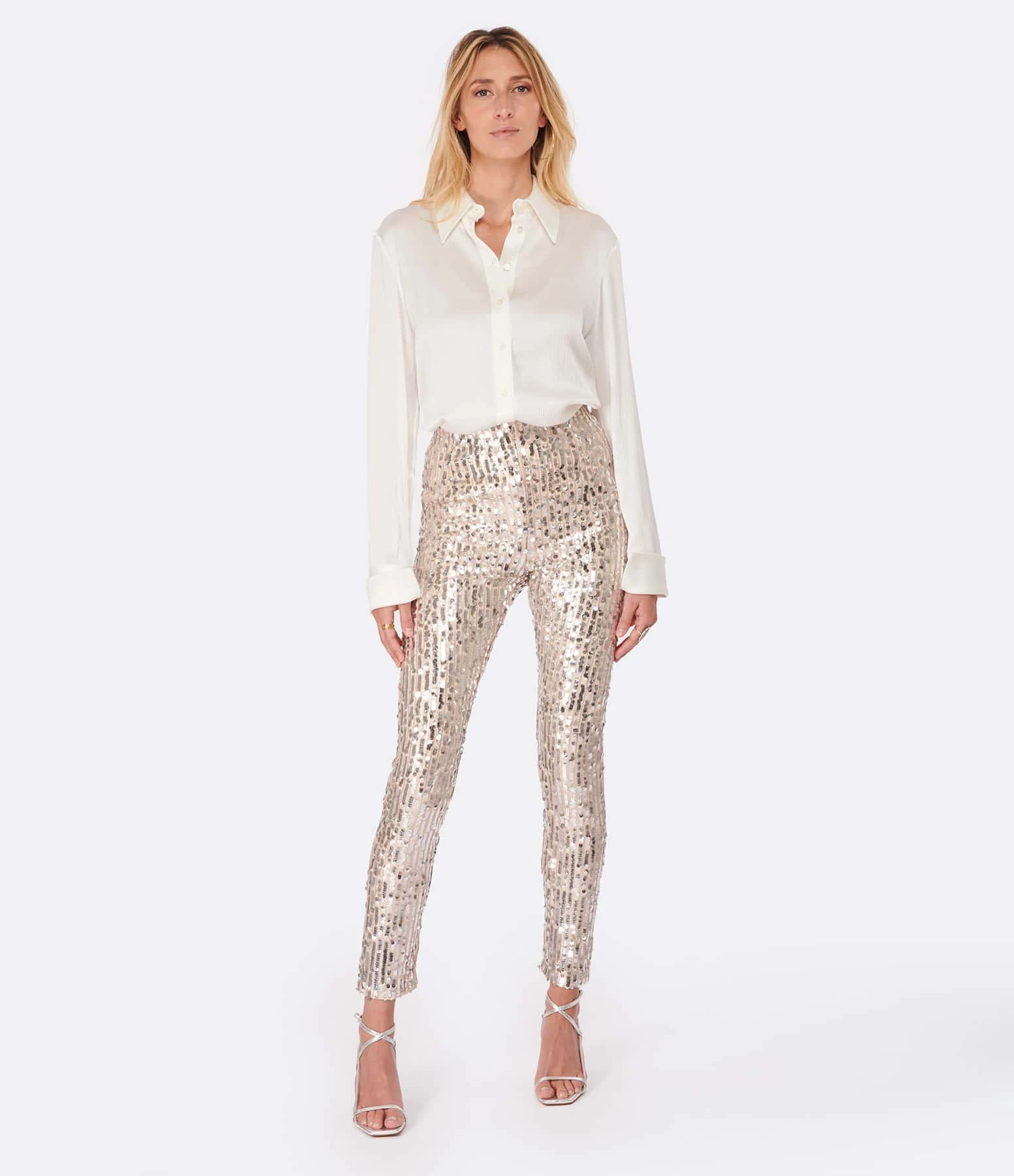 ROTATE Leggings Jean Sequin Argenté 6 ROTATE Leggings Jean Sequin Argenté – Image 4