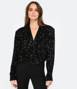 ROTATE Top Court Sequins Noir -ANINE BING Boutique rotat look20221206 275