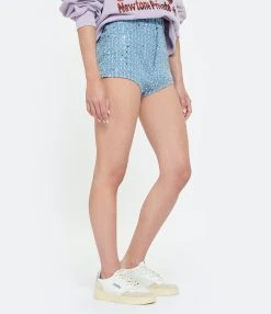 ROTATE Mini Short Coton Sequins Bleu 8 ROTATE Mini Short Coton Sequins Bleu -ANINE BING Boutique rotat look20230228 218
