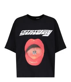 ROTATE Tee-shirt Lips Coton Noir, Capsule Sunday