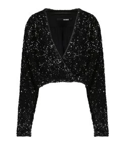 ROTATE Top Court Sequins Noir