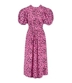 ROTATE Robe Bouffante Jacquard Rose
