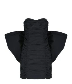 ROTATE Robe Mini Noeud Plissée Noir