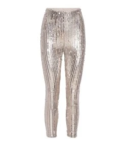 ROTATE Leggings Jean Sequin Argenté