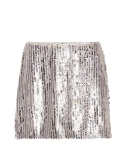 ROTATE Jupe Mini Oliria Sequin Argenté