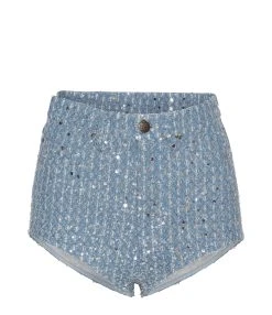 ROTATE Mini Short Coton Sequins Bleu