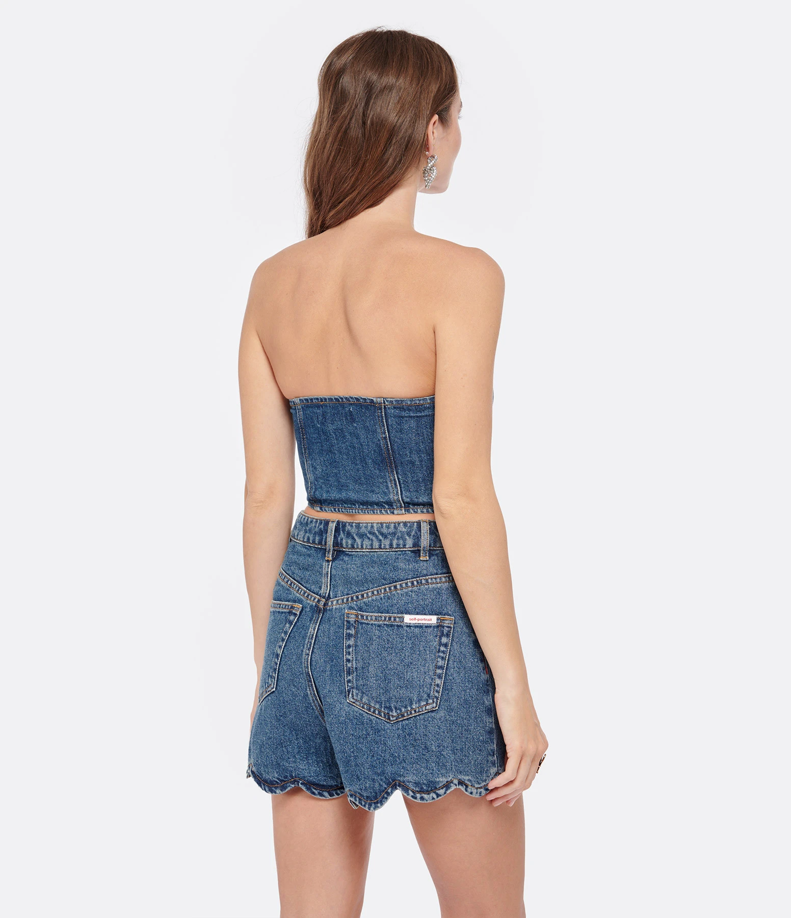 SELF PORTRAIT Top Court Bustier Denim Bleu 6 SELF PORTRAIT Top Court Bustier Denim Bleu – Image 4
