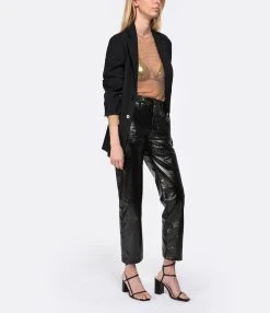 SELF PORTRAIT Top Hotfix Résille Fauve -ANINE BING Boutique selfp look20230214 399