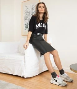 STOULS Jupe Gilda Agneau Plongé Regular Noir -ANINE BING Boutique stoul look20210330 2 1