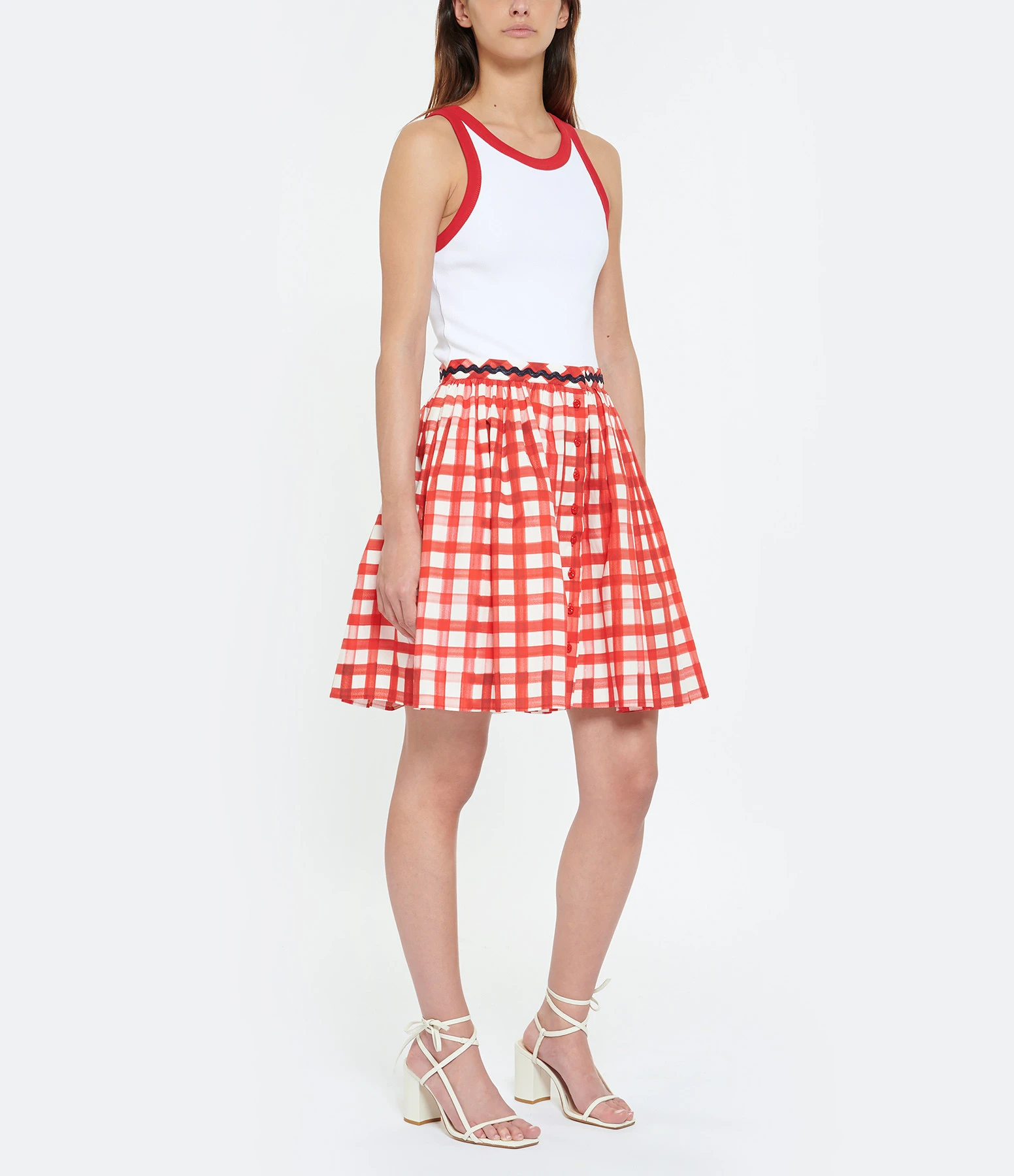 Tara Jarmon Jupe Courte Joilita Coton Rouge 5 Tara Jarmon Jupe Courte Joilita Coton Rouge – Image 3