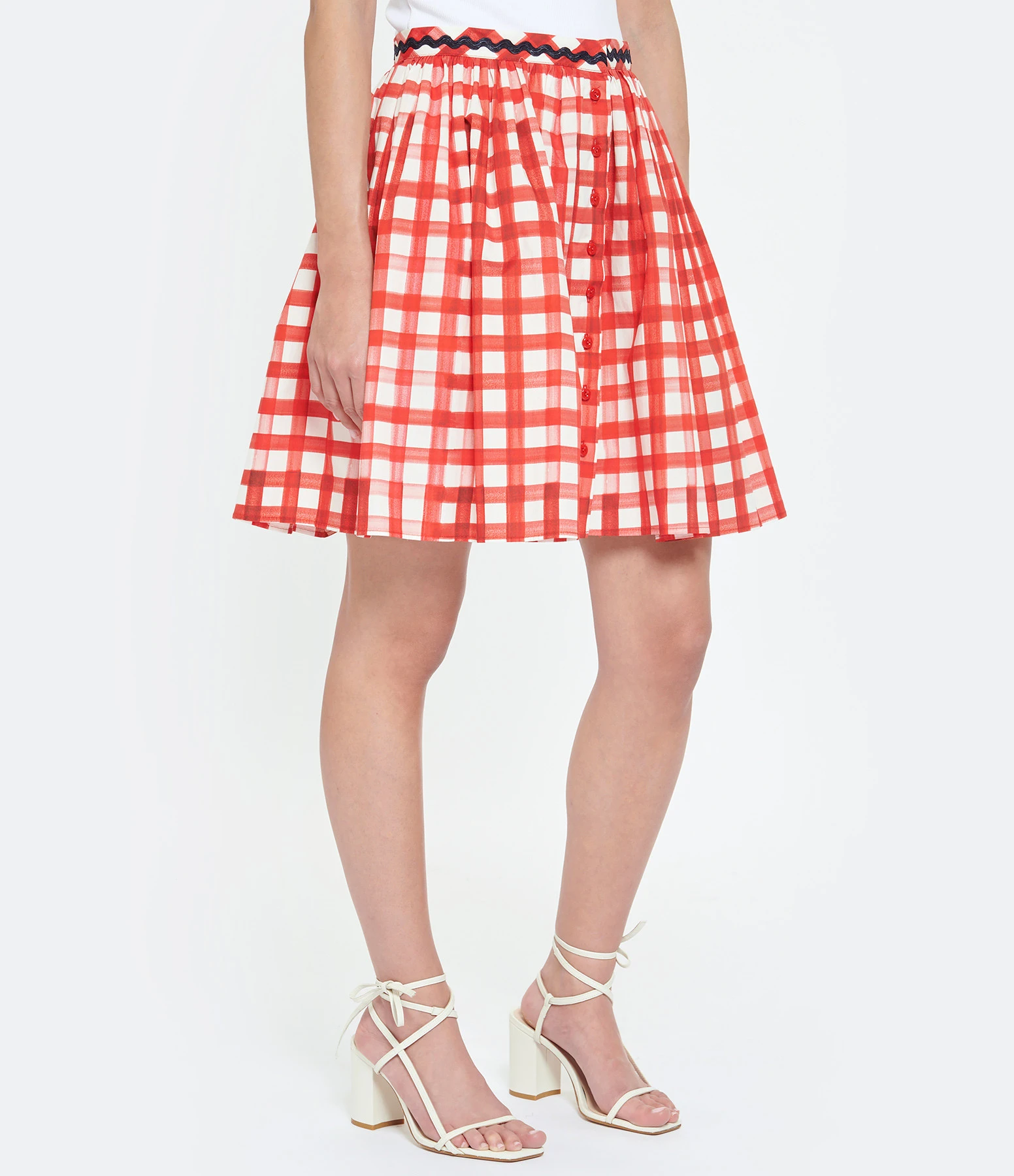 Tara Jarmon Jupe Courte Joilita Coton Rouge 6 Tara Jarmon Jupe Courte Joilita Coton Rouge – Image 4