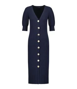 Tara Jarmon Robe Mi-Longue Raphaelle Coton Nocturne