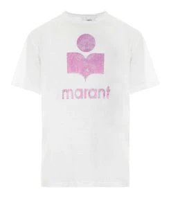 MARANT ÉTOILE Tee-shirt Zewel Lin Rose Blanc