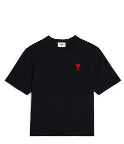 AMI Paris Tee-shirt Unisexe Ami De Cœur Coton Biologique Noir Rouge