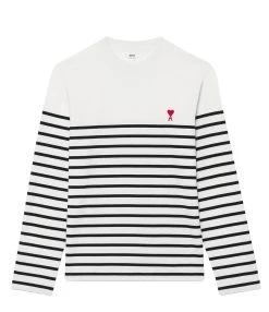 AMI Paris Marinière Unisexe Ami De Cœur Coton Biologique Blanc Noir